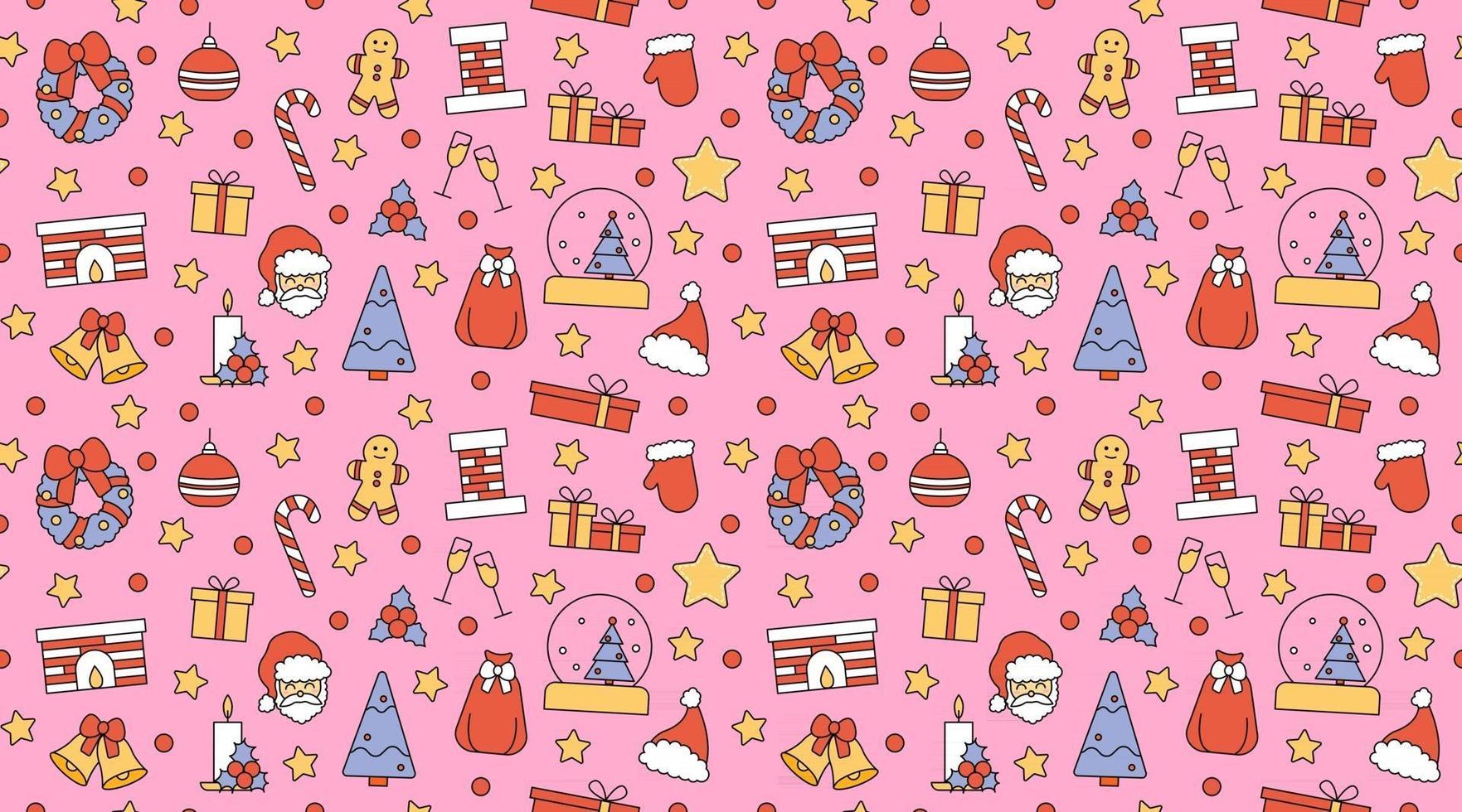 Seamless repeating pattern with Christmas and Happy New Year symbols vector