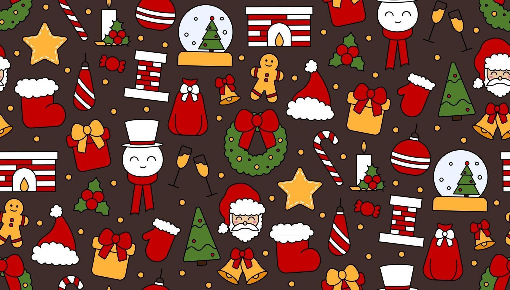 Seamless repeating pattern with Christmas and Happy New Year symbols