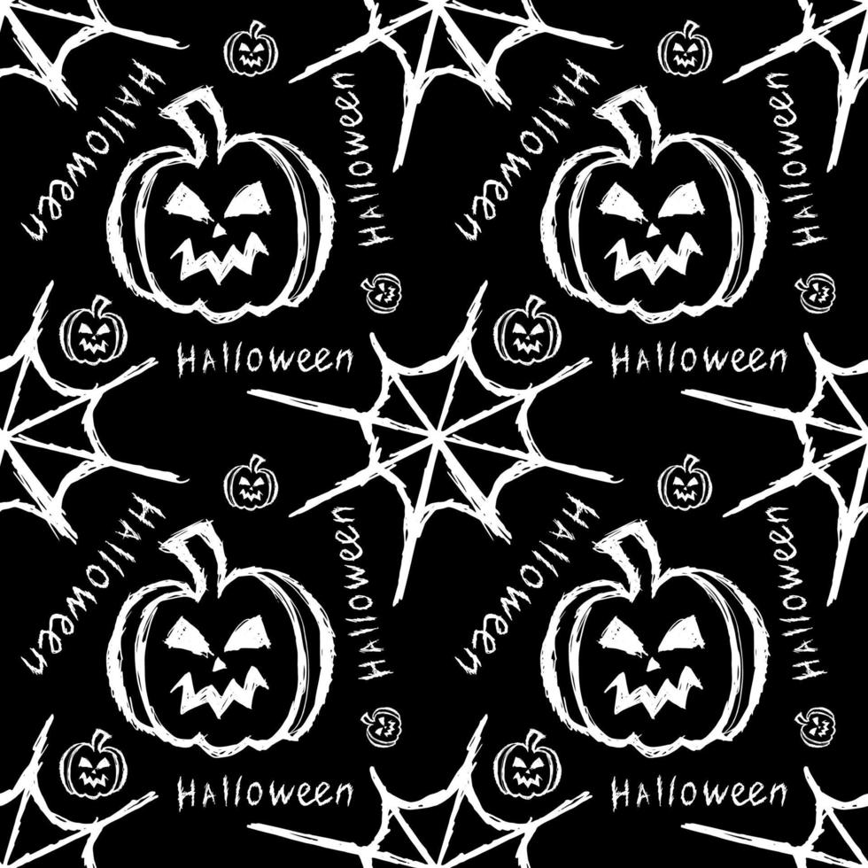 halloween seamless pattern with pumpkin and spider web vector