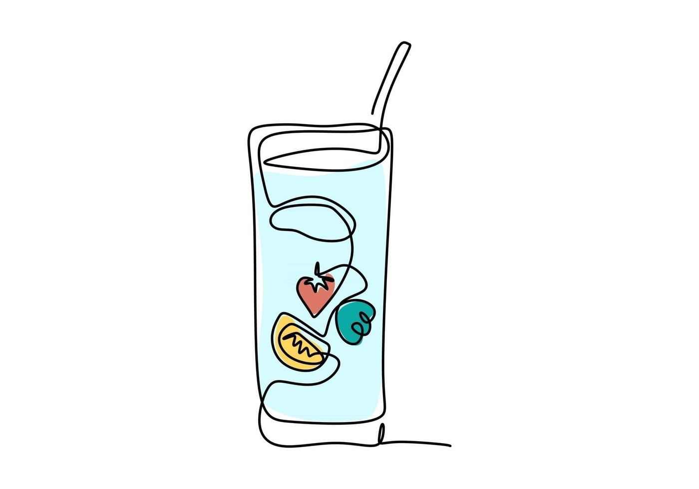One continuous line drawing of fresh delicious an infuse water vector