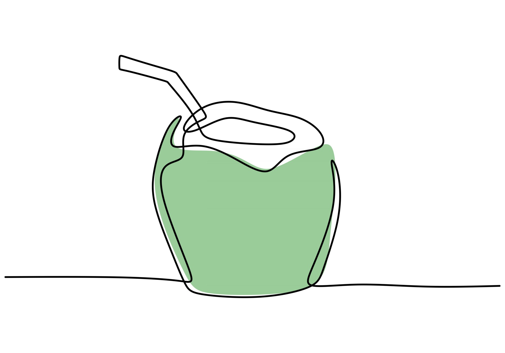 Continuous one line drawing green coconut water drink 3016824 Vector