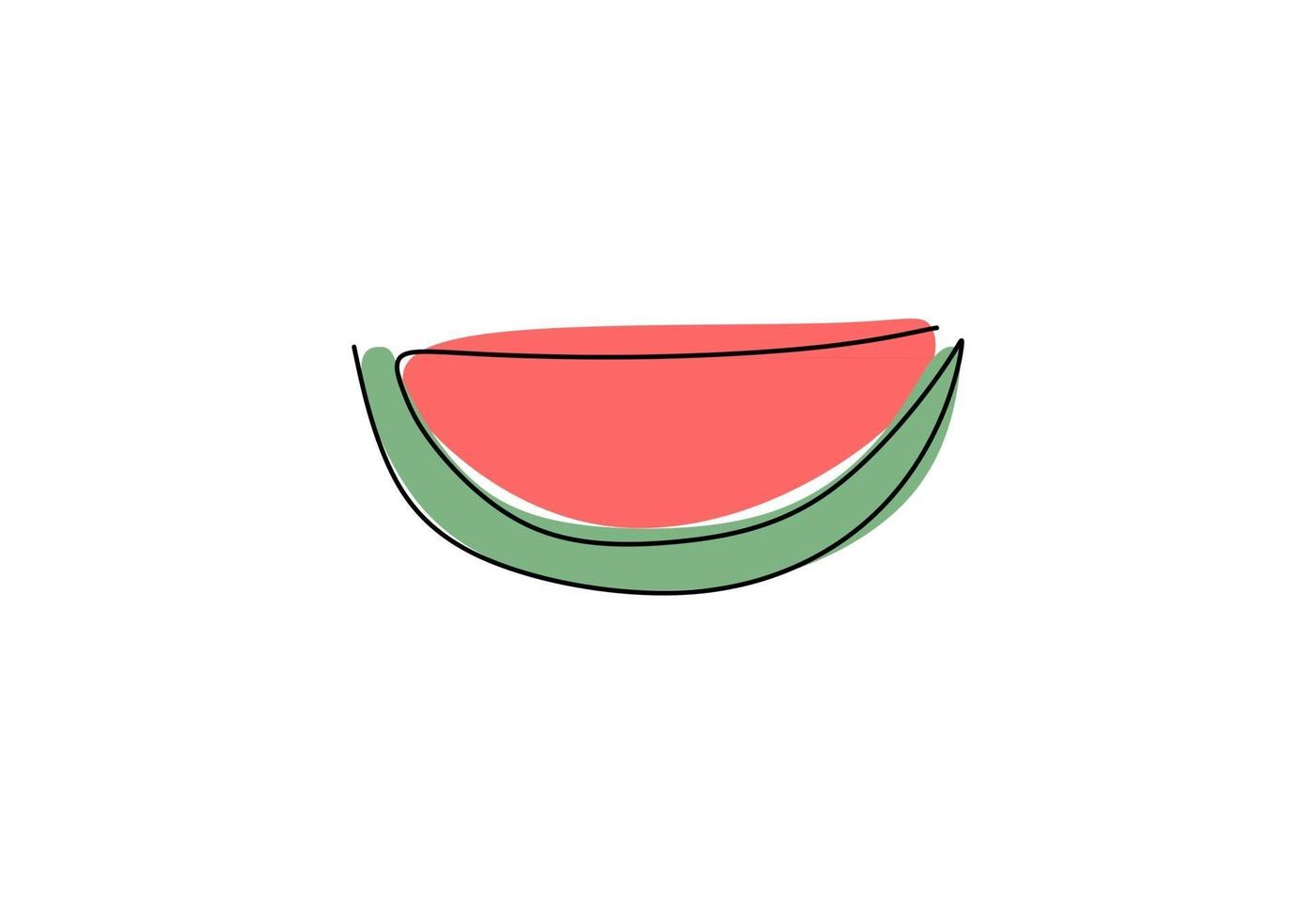 dibujo de una sola línea de fruta de sandía roja vector