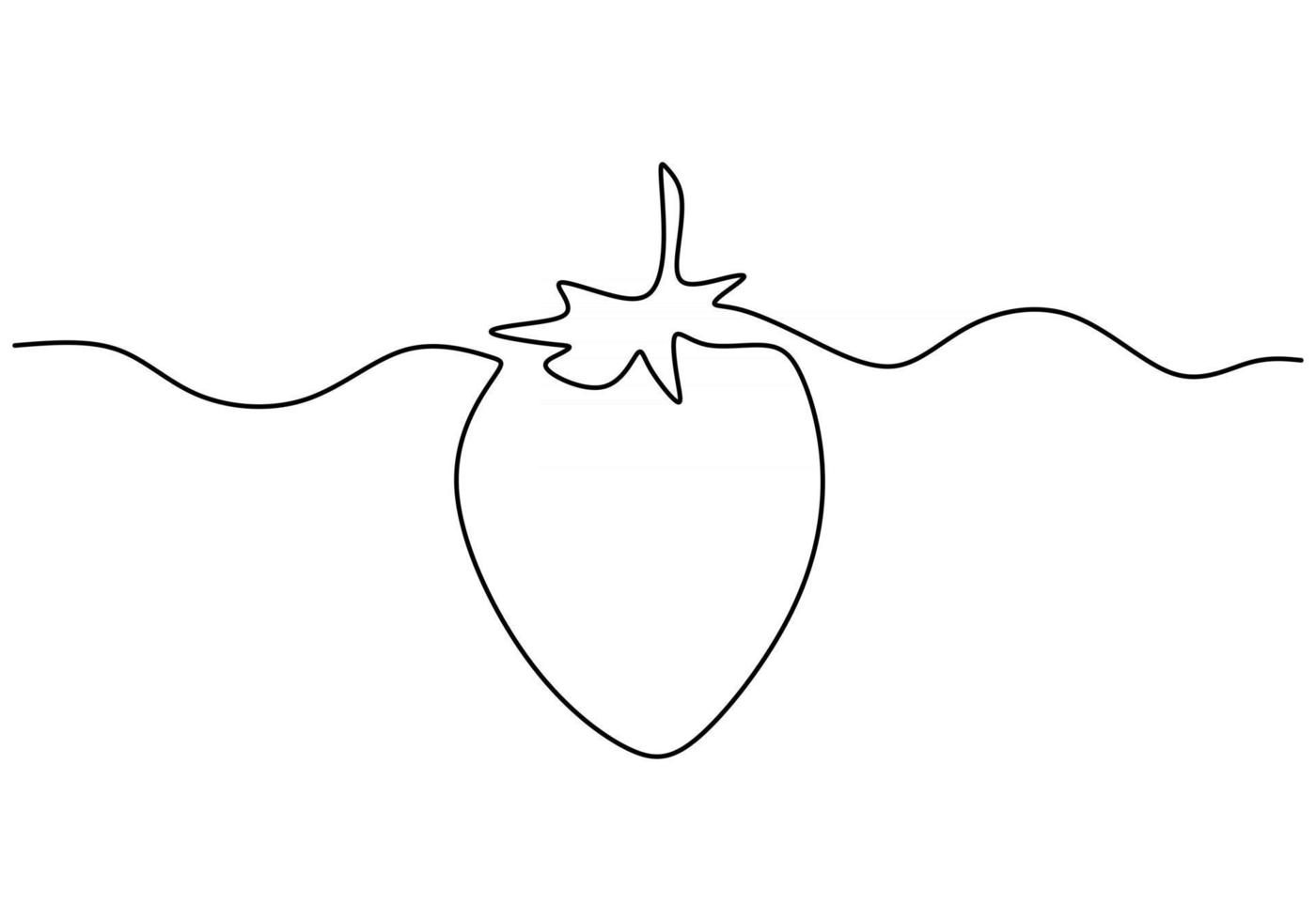 Continuous single line drawing of organic strawberries vector