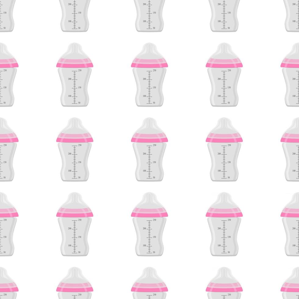 kit baby milk in clear bottle with rubber pacifier vector