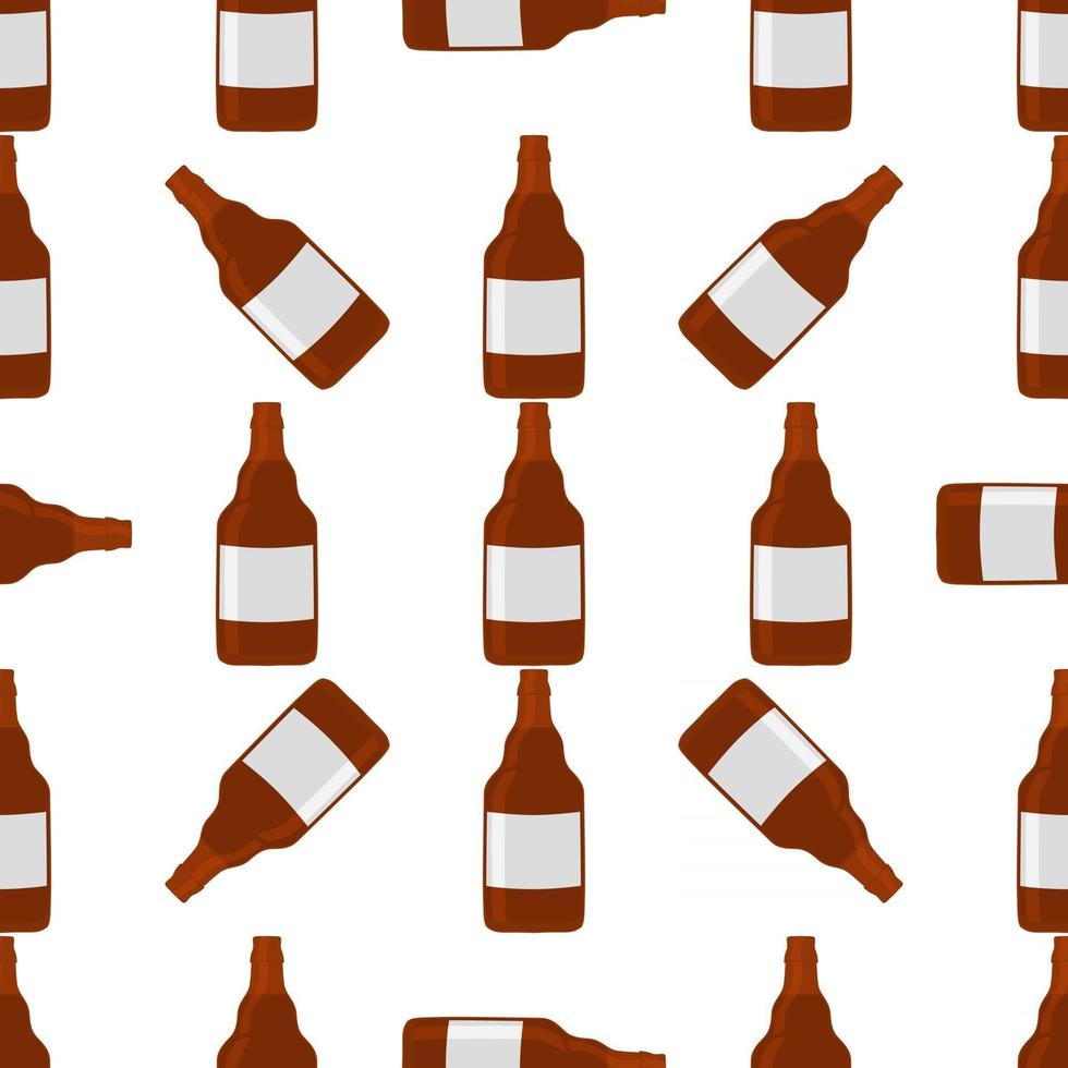 Ilustración sobre el tema botellas de vidrio de cerveza sin costura con tapa para cervecería vector