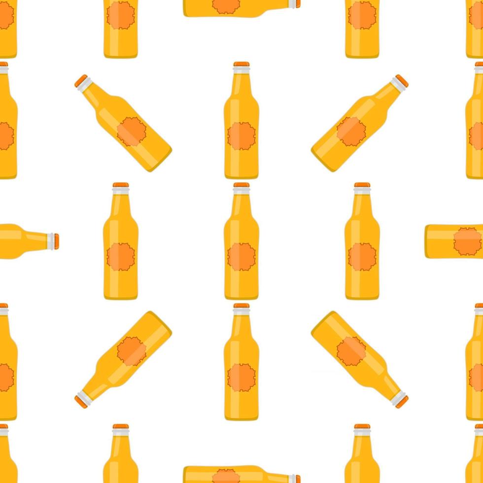 Ilustración sobre el tema botellas de vidrio de cerveza sin costura con tapa para cervecería vector