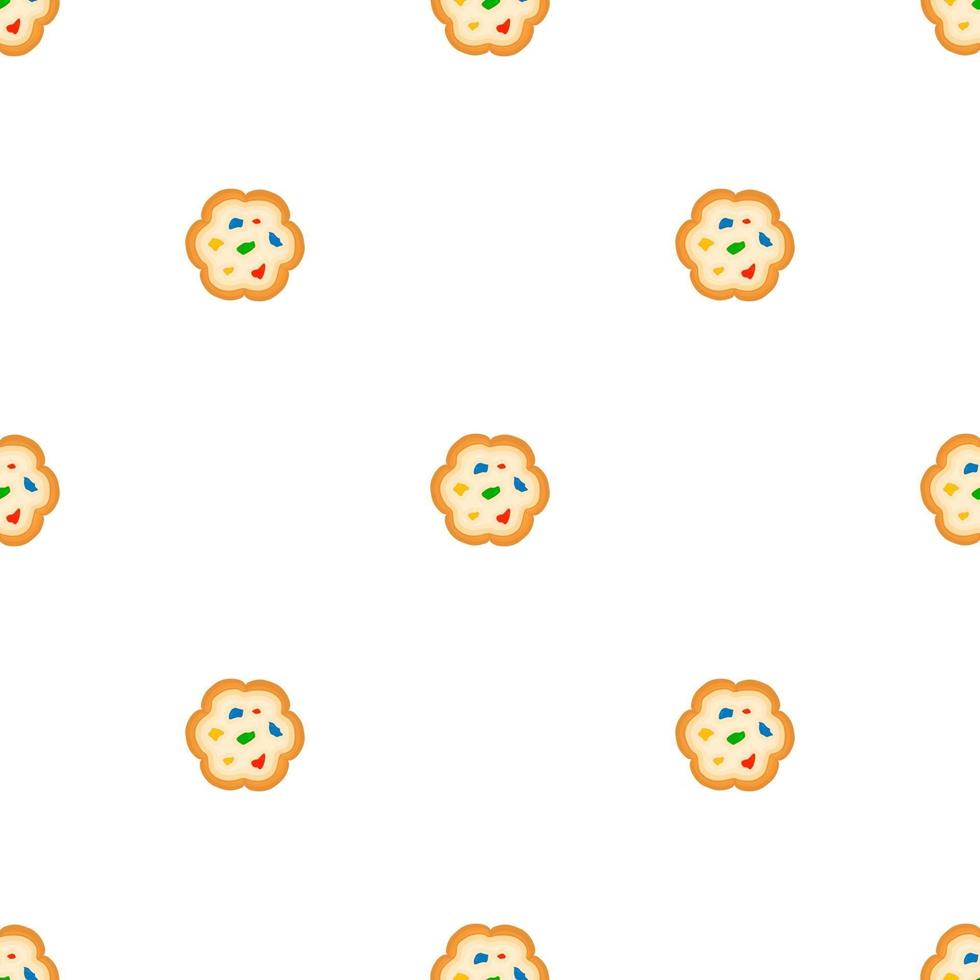 big set identical biscuit, kit colorful pastry cookie vector