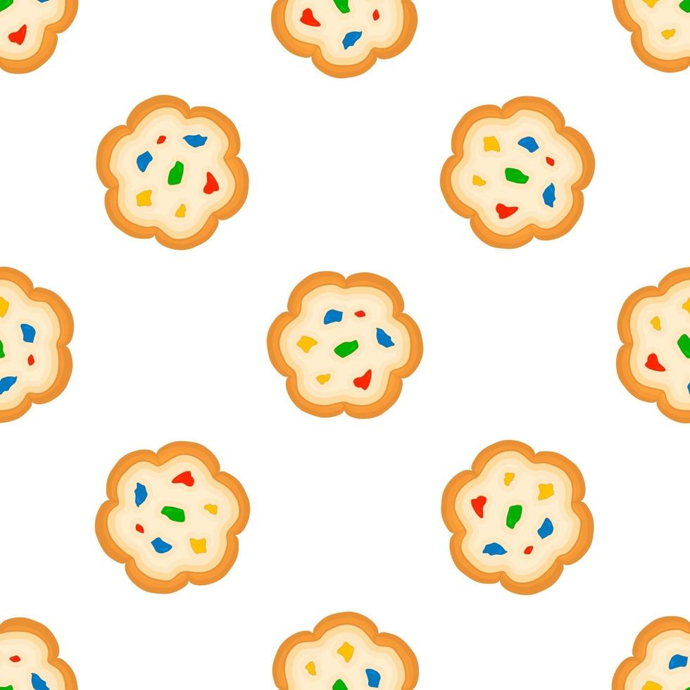 big set identical biscuit, kit colorful pastry cookie vector