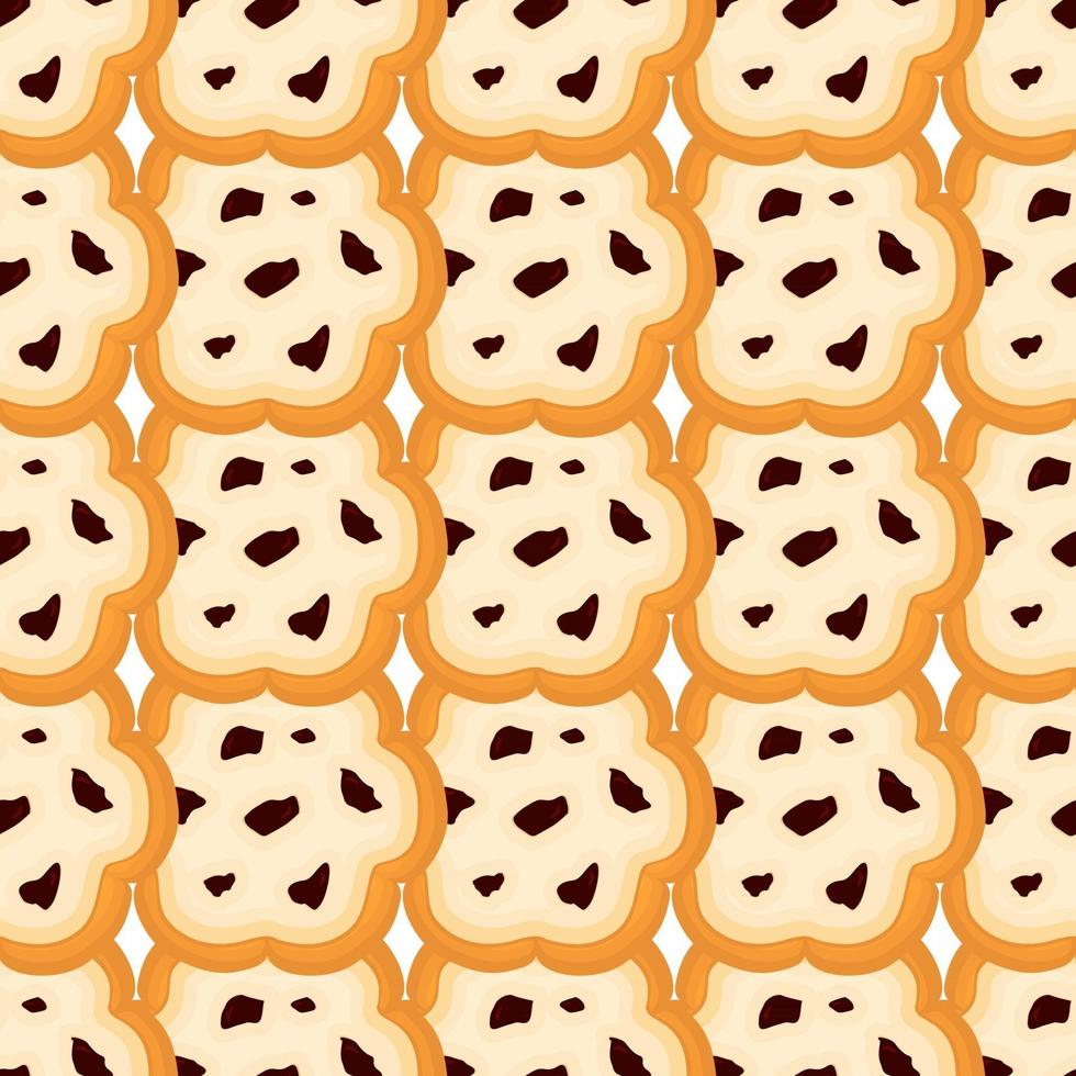 big set identical biscuit, kit colorful pastry cookie vector