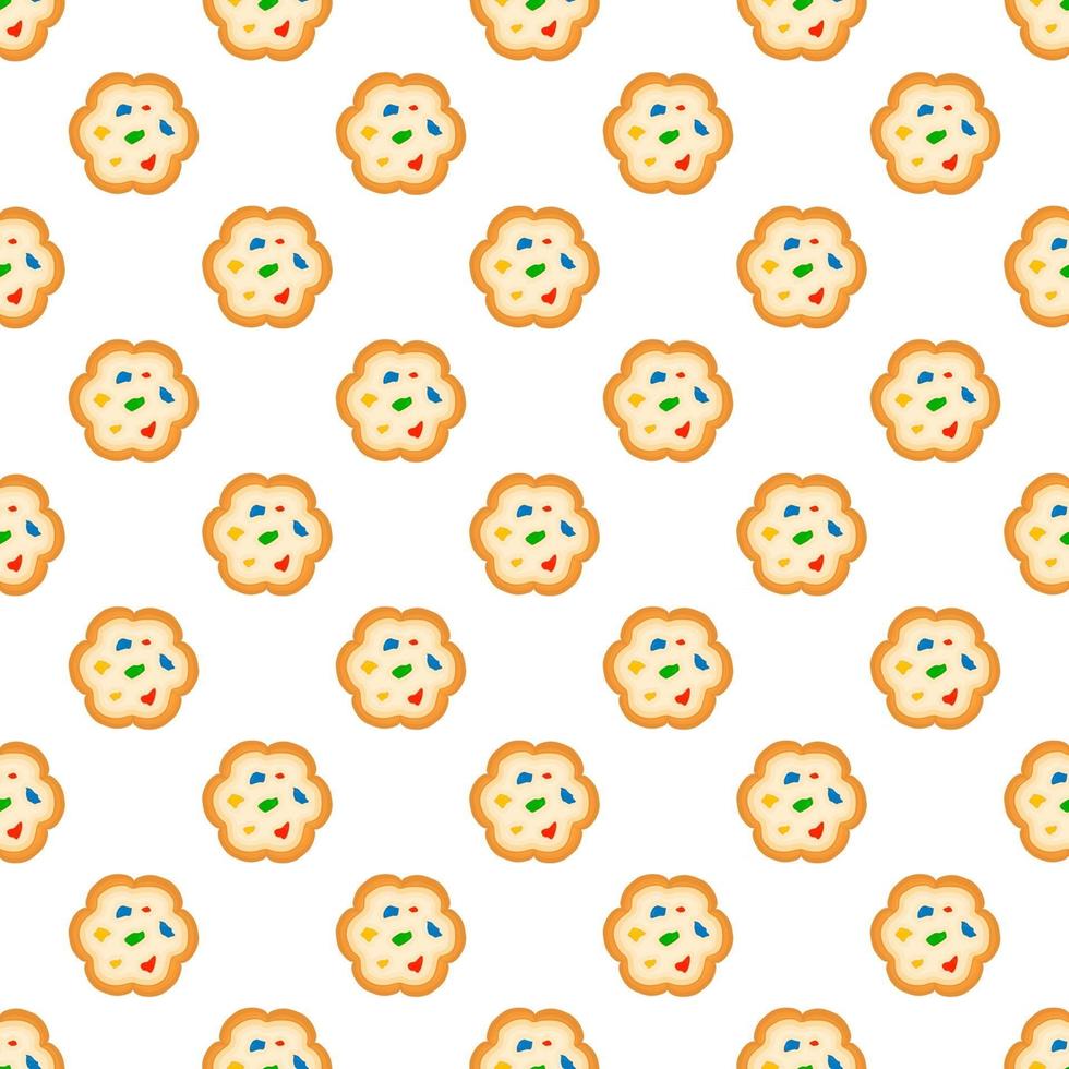 big set identical biscuit, kit colorful pastry cookie vector