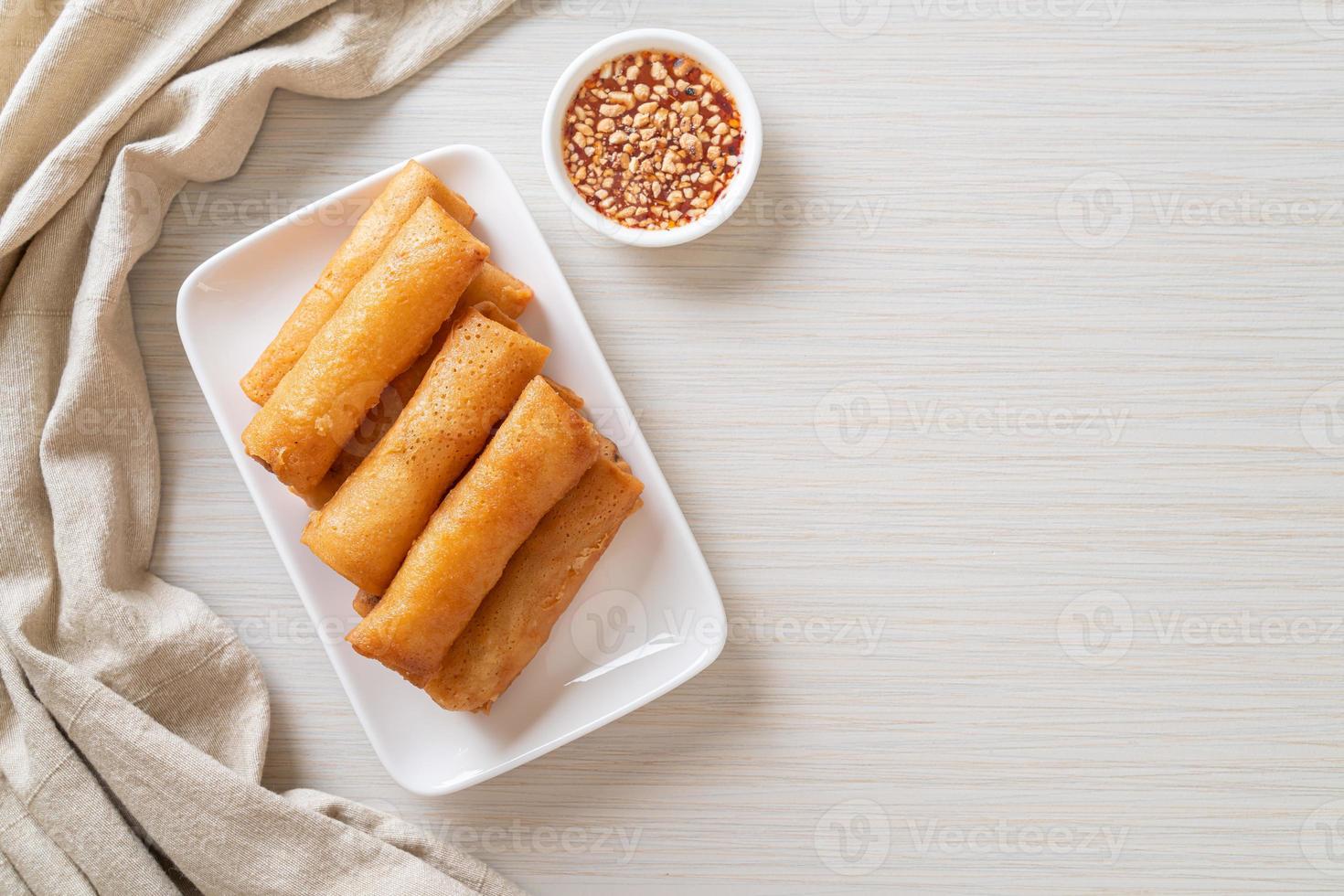 Fried spring roll with sauce photo