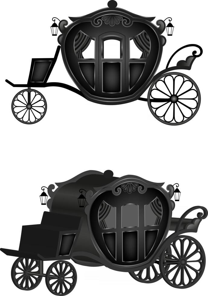 isolated black old carriage. halloween carriage vector