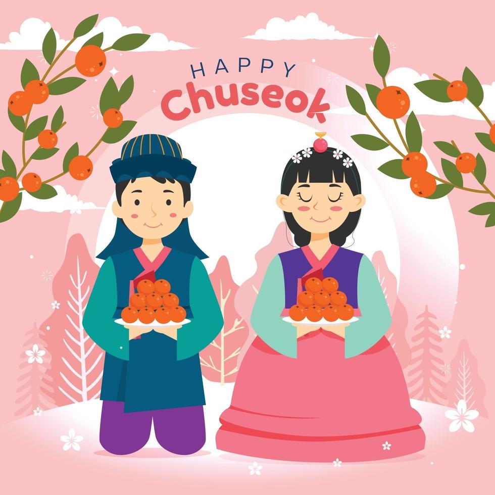 feliz chuseok, festival coreano de la cosecha navideña vector