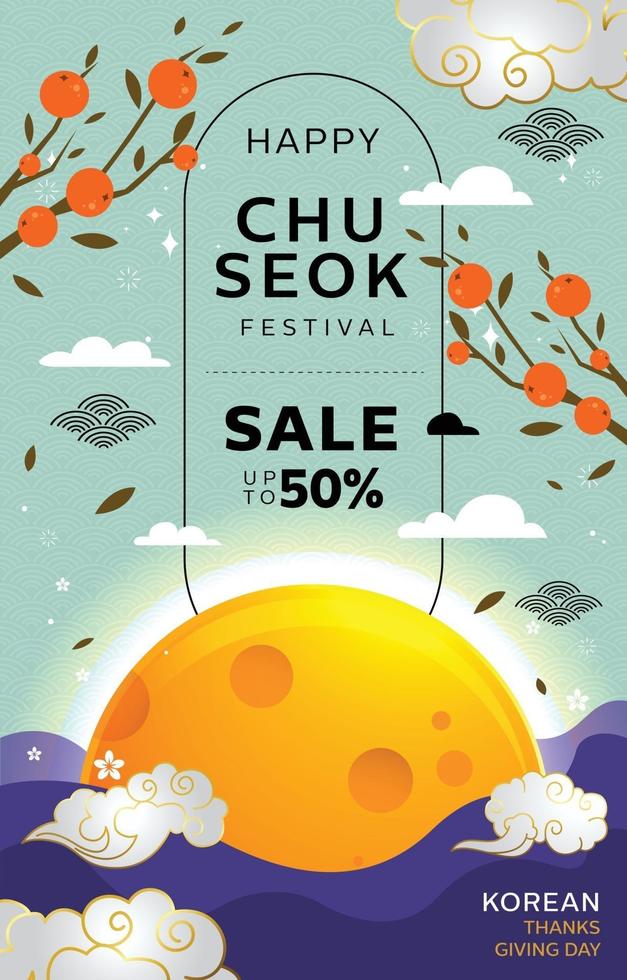 cartel de venta moderno de chuseok vector