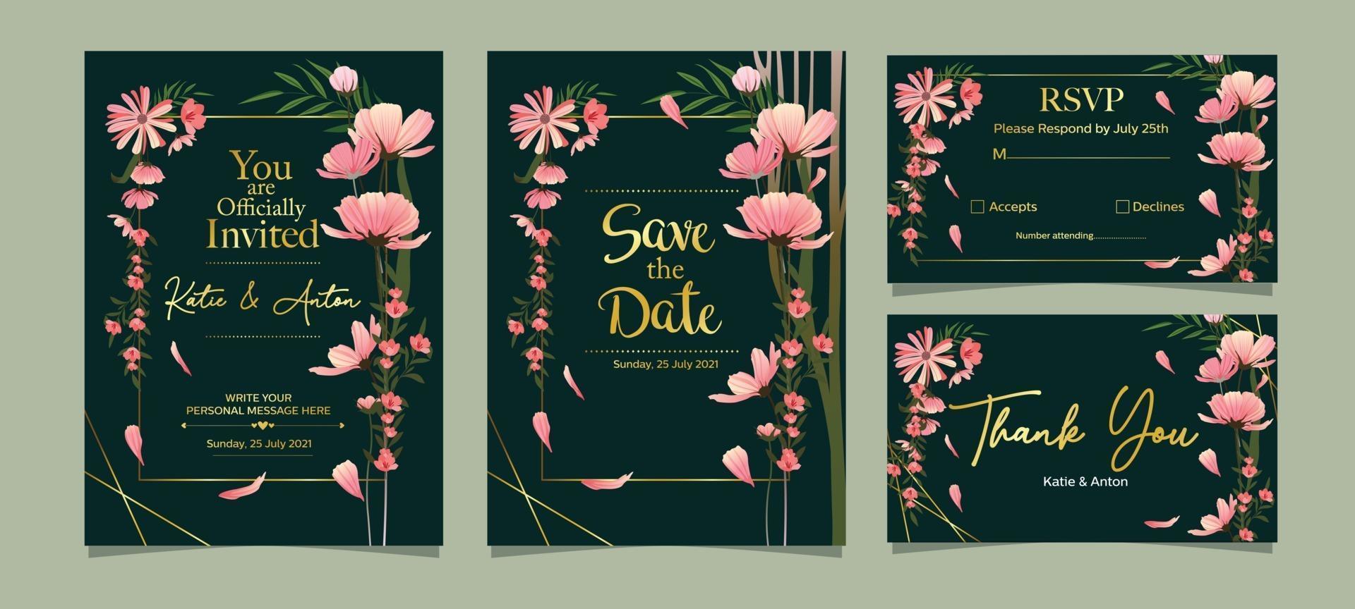 plantilla de tarjeta de invitación de boda vector