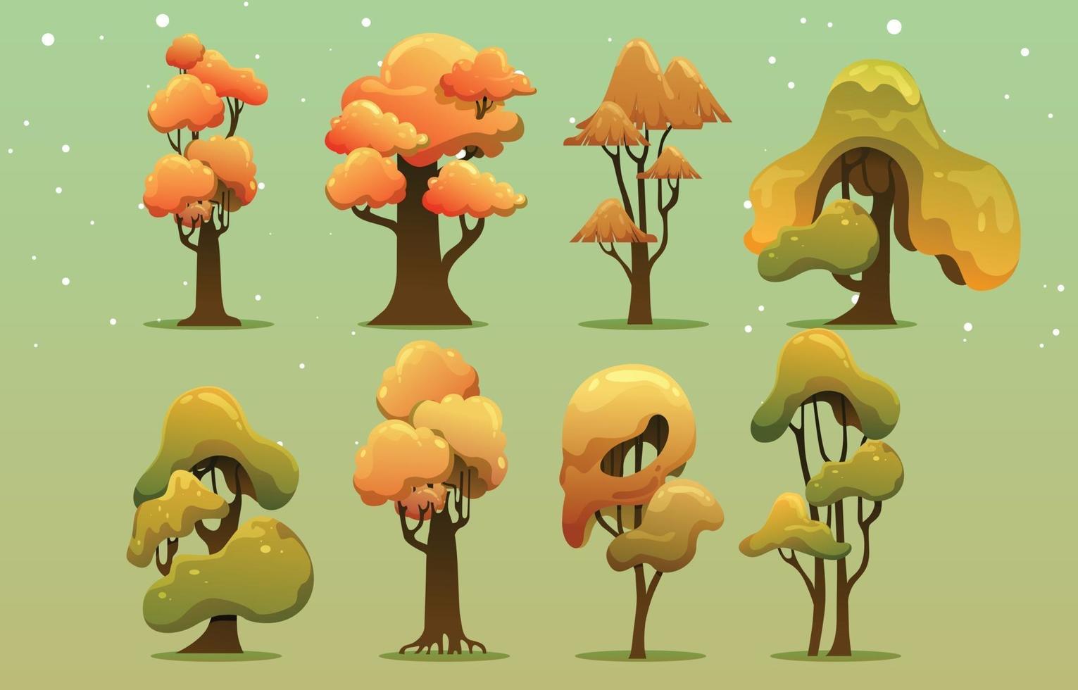conjunto de varios árboles de otoño vector