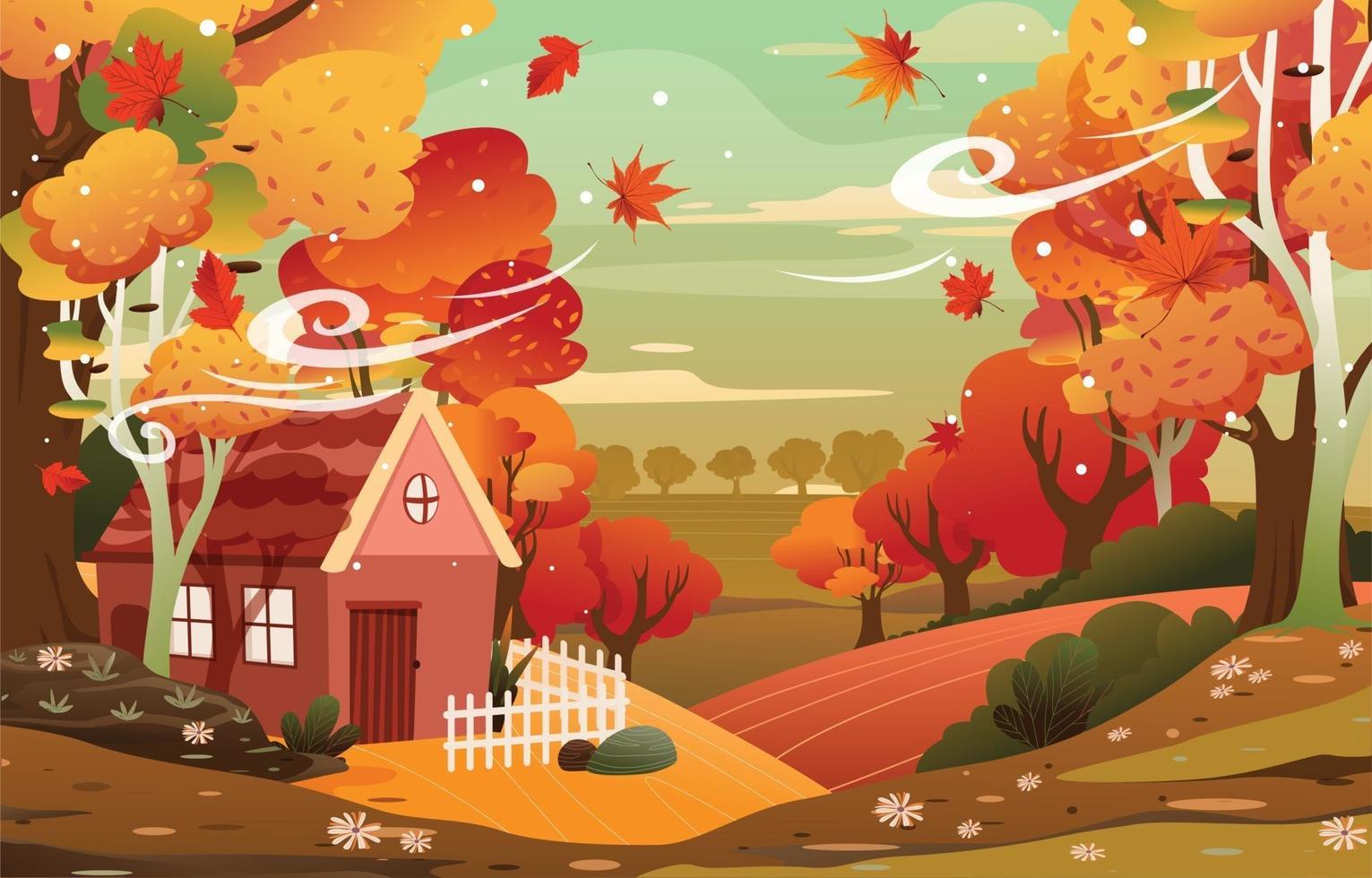 Beautiful Scenery when Autumn Comes vector