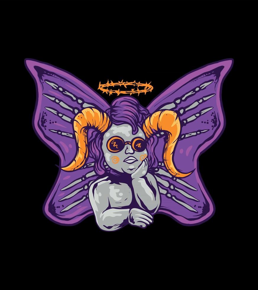 Butterfly Angel with bone wings illustration vector