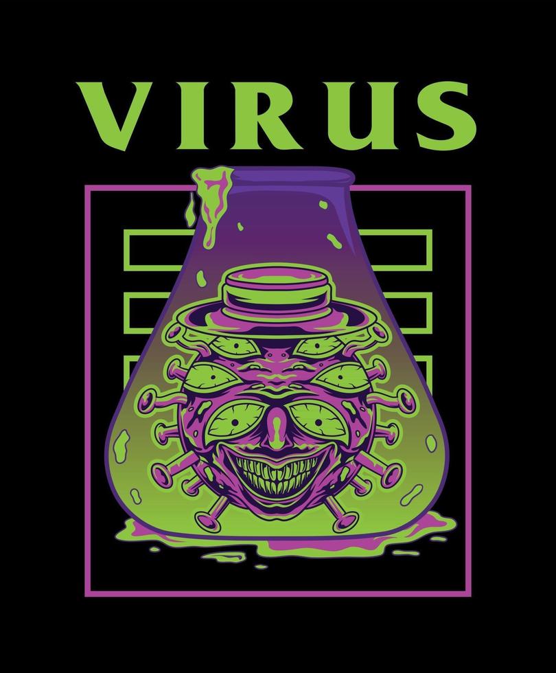 Ilustración de virus de laboratorio, buena para su marca de ropa. vector