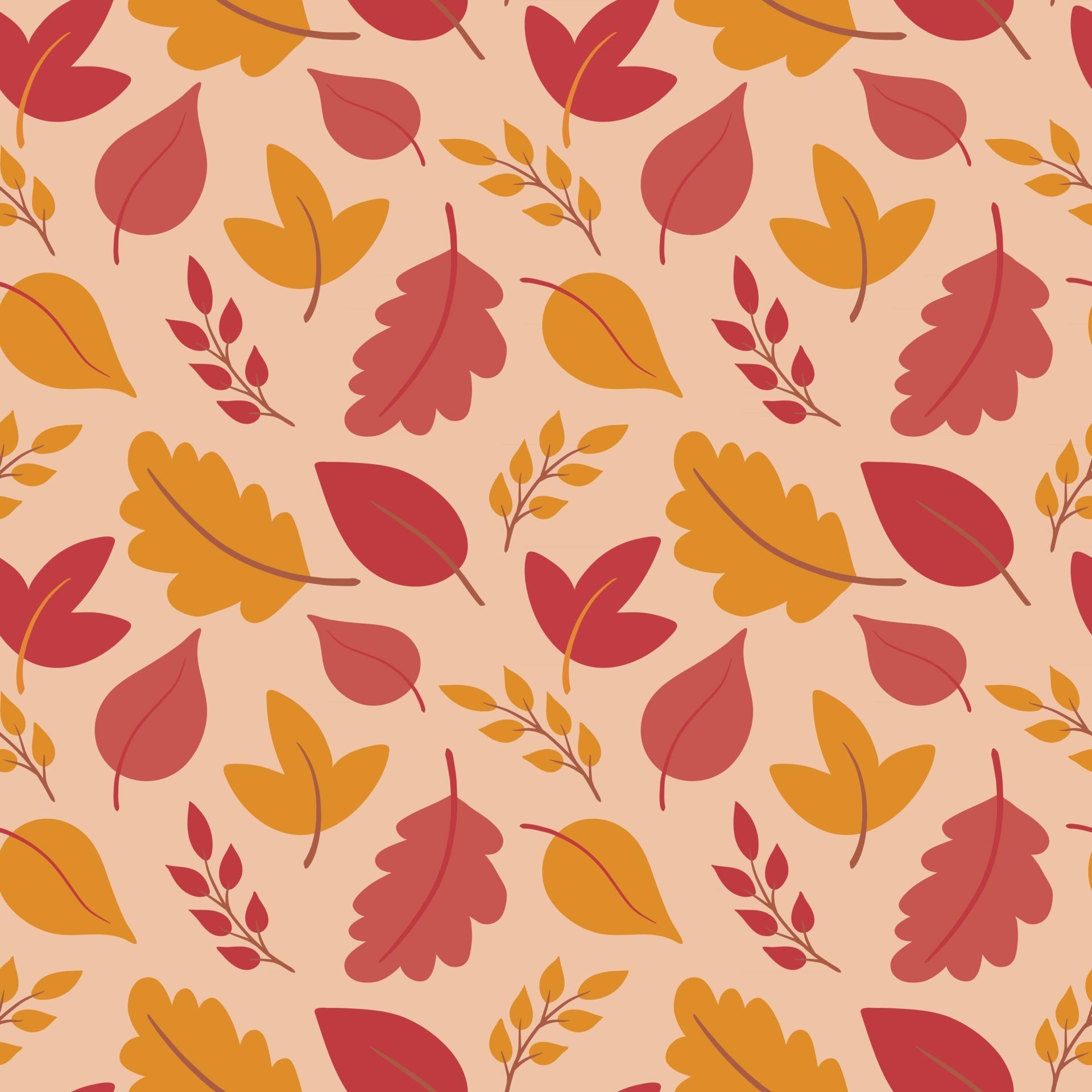 Cute autumn seamless pattern background with colorful falling leaves