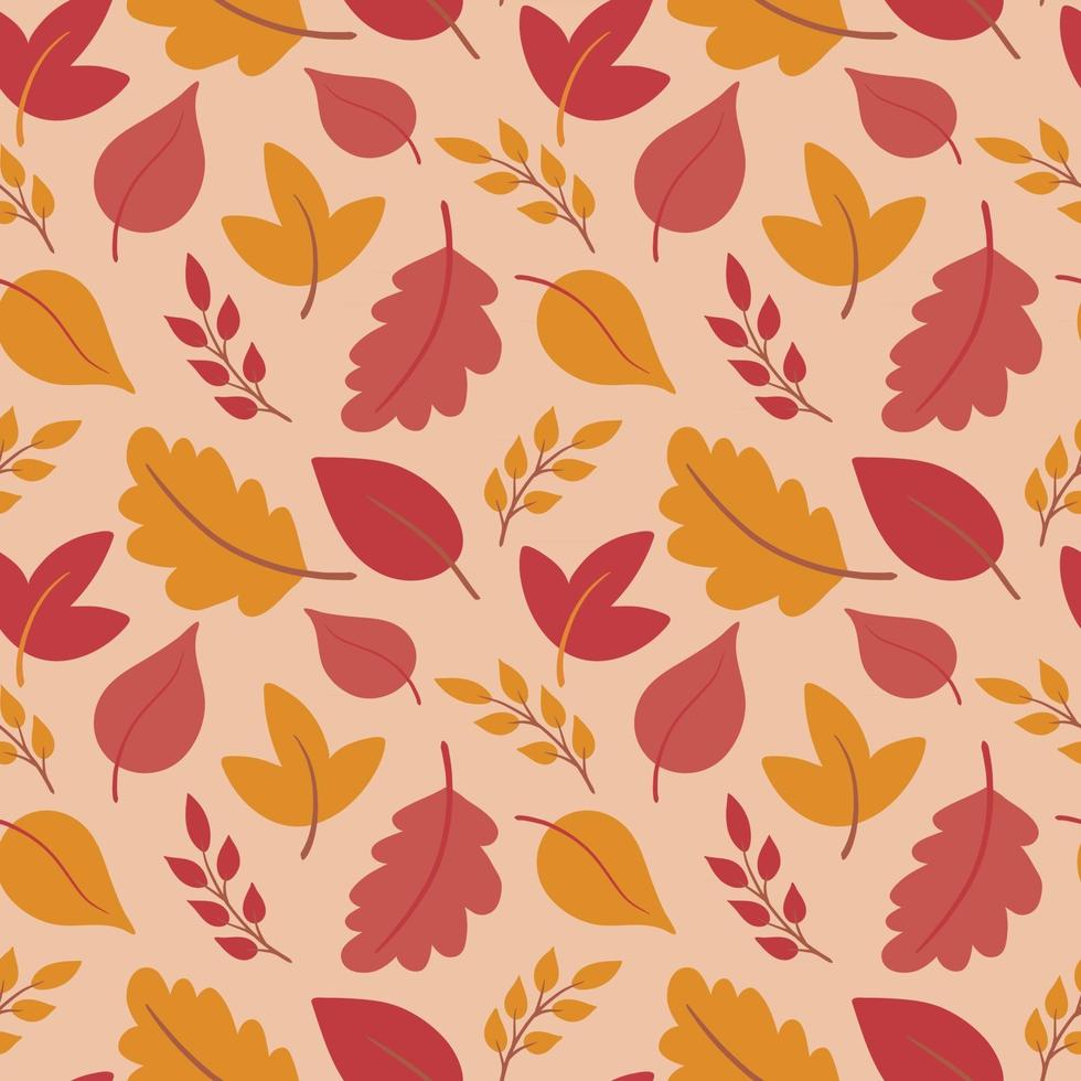 Cute autumn seamless pattern background with colorful falling leaves. vector