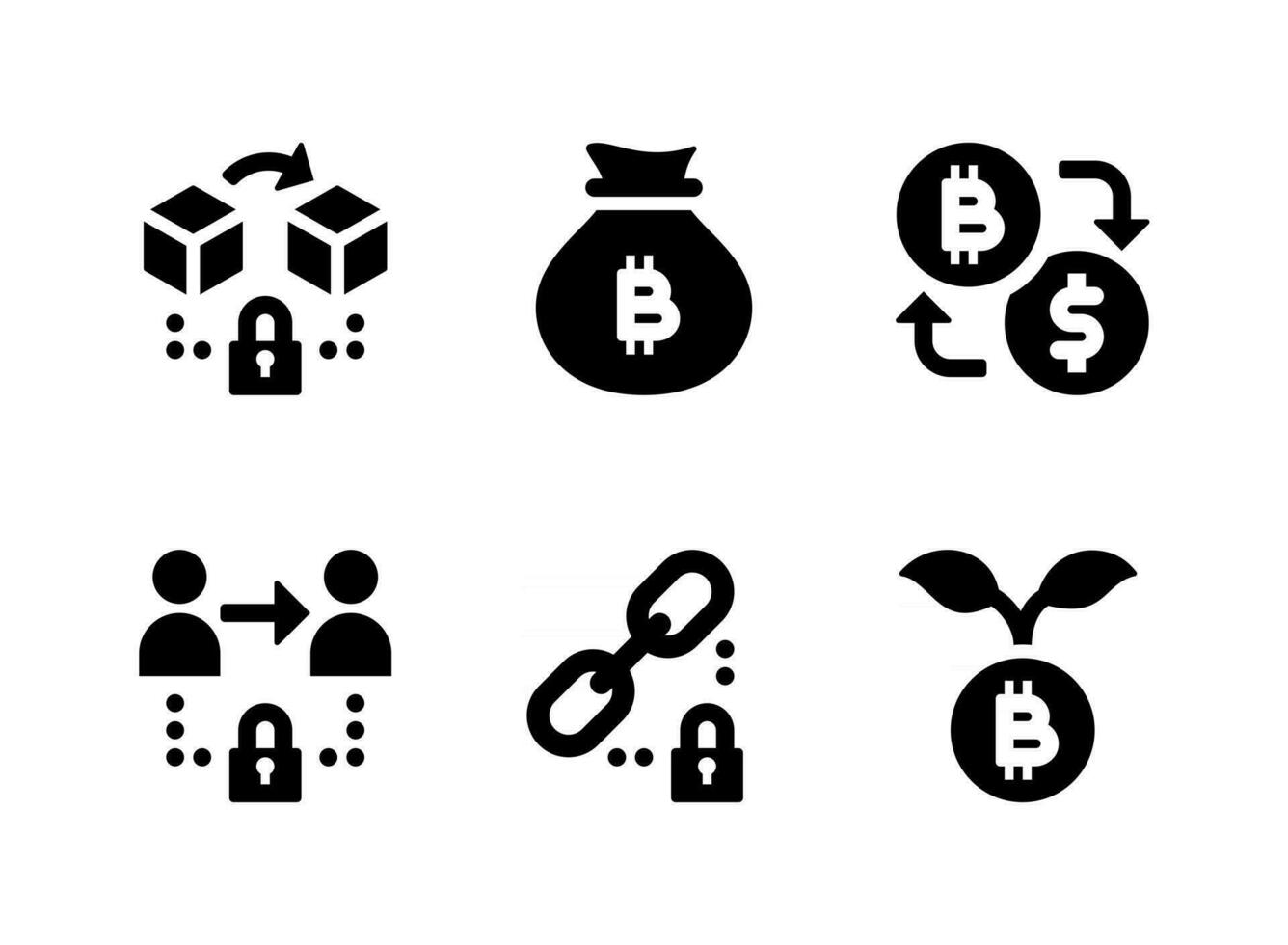 Simple Set of Cryptocurrency Related Vector Solid Icons