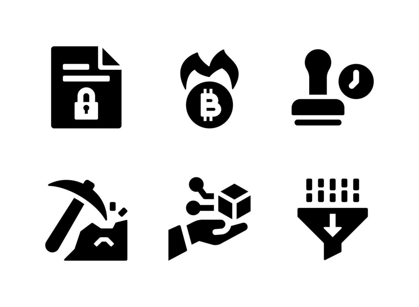 Simple Set of Cryptocurrency Related Vector Solid Icons