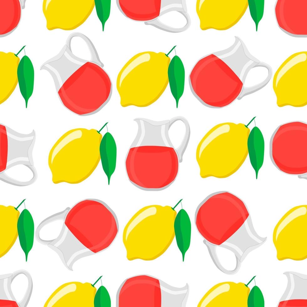 Ilustración sobre el tema de la limonada de color grande en jarra de limón vector