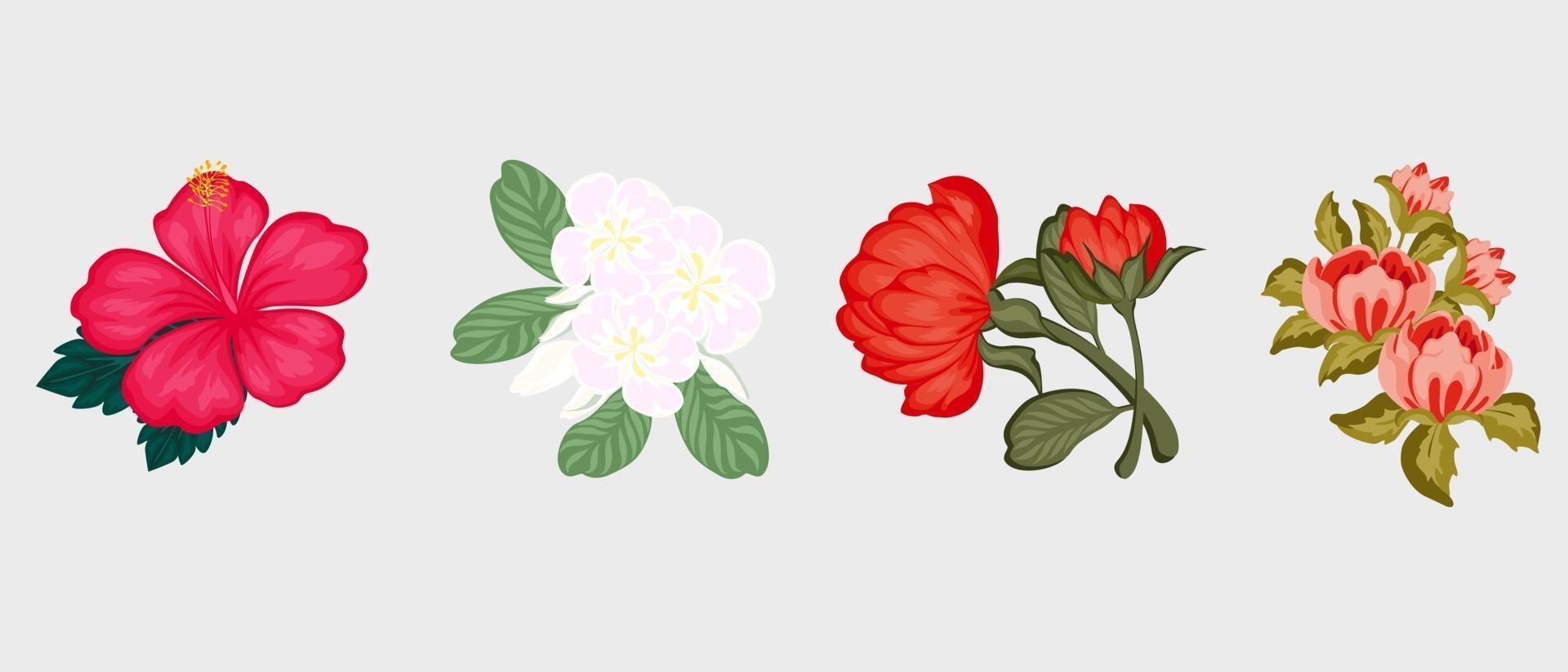 Vector set of flowers,design for greetings card,textile,wallpapers