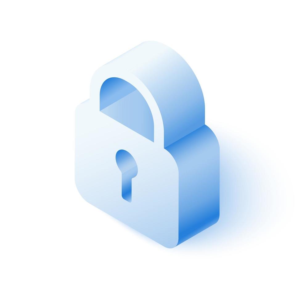 3D isometric padlock icon design. security concept. vector