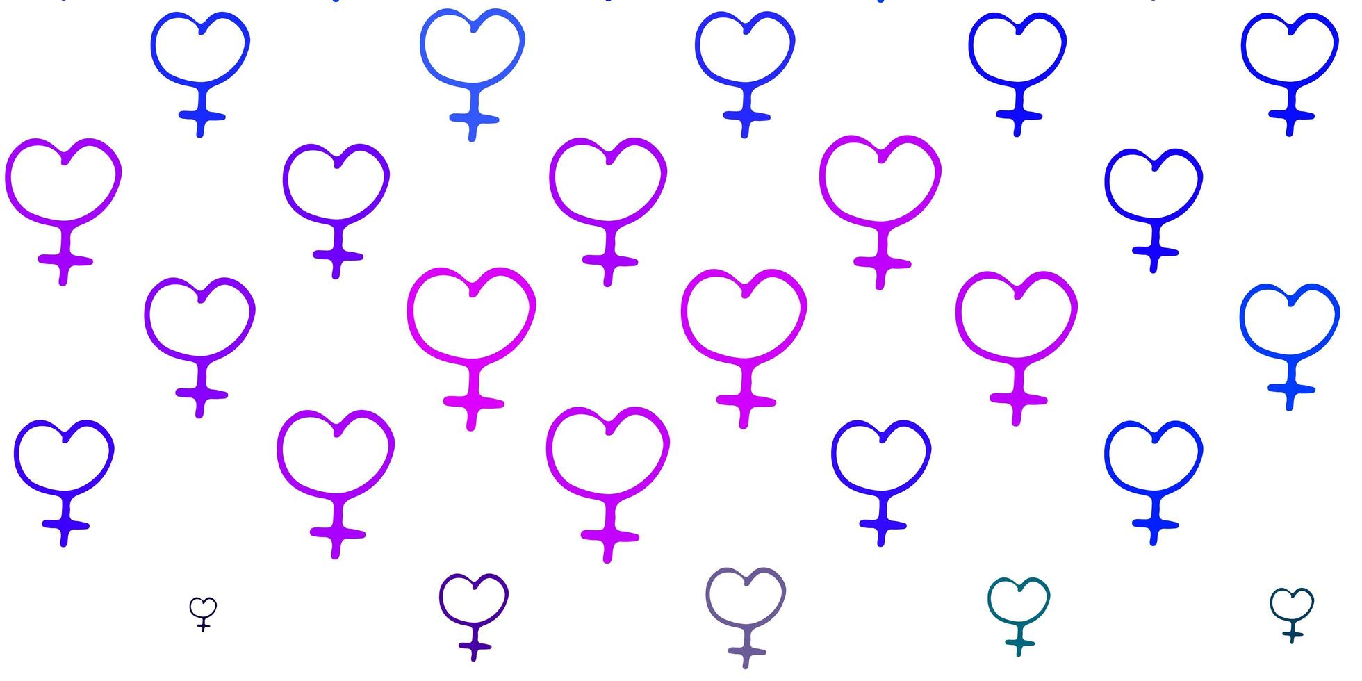 Light Pink, Blue vector pattern with feminism elements.