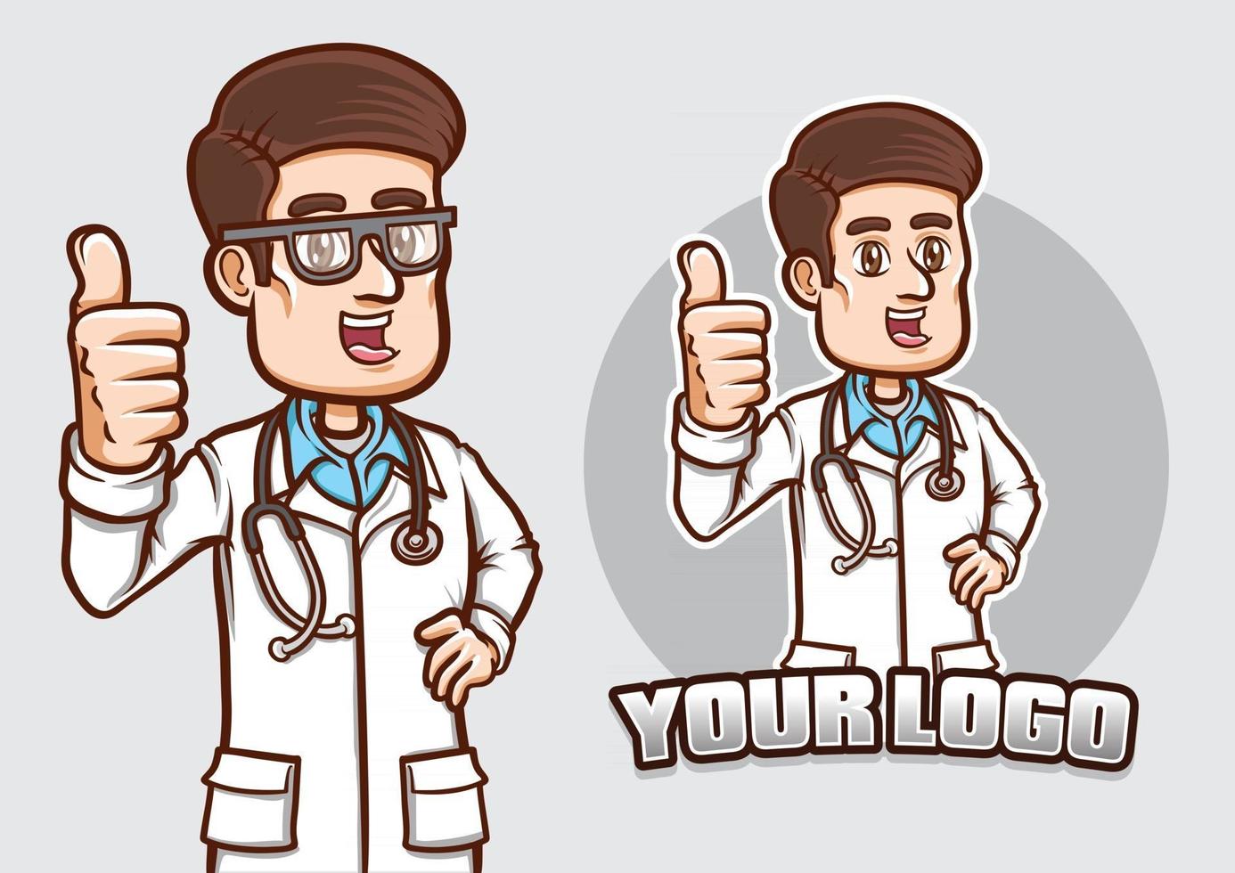 stock vector smiling doctor show his thumb pose isolated illustration
