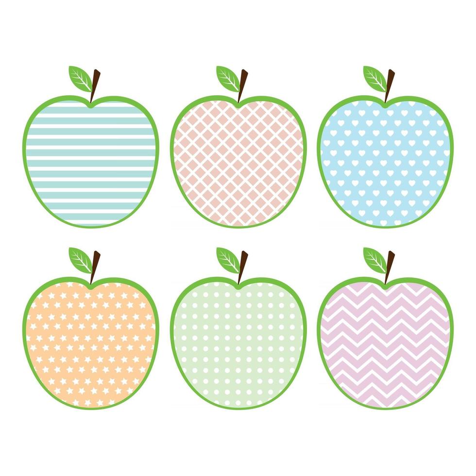 Apple with an ornament, color abstract vector illustration vintage