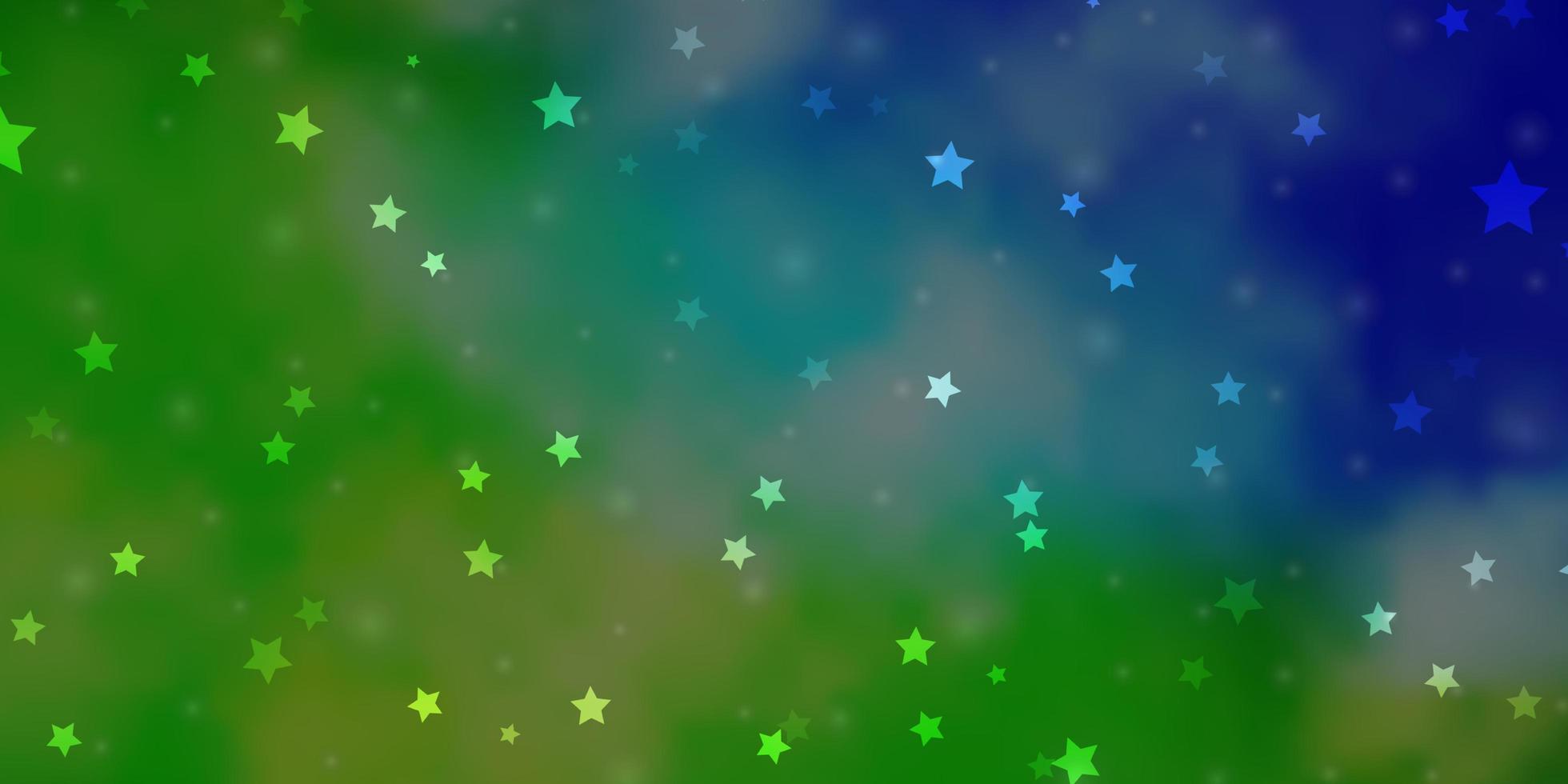 Light Blue, Green vector template with neon stars.