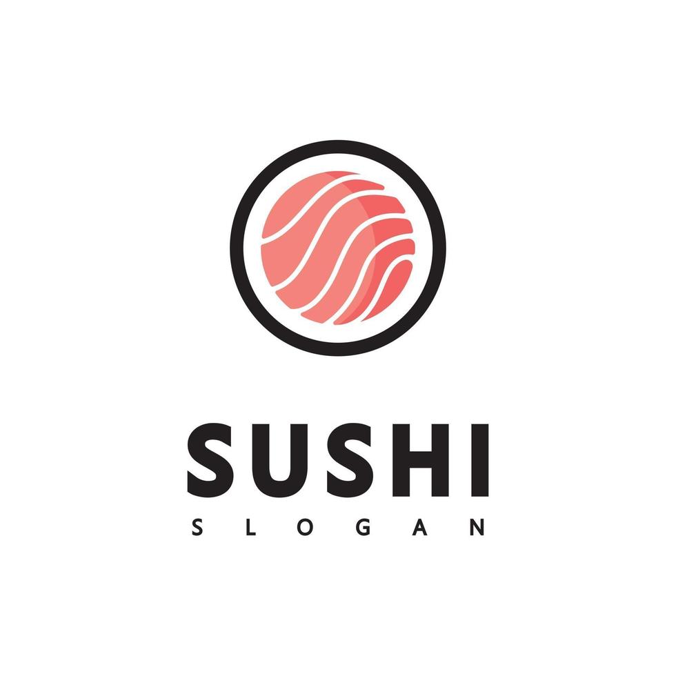 barra o tienda de la ilustración del estilo del icono del logotipo, sushi, rollo de salmón onigiri vector