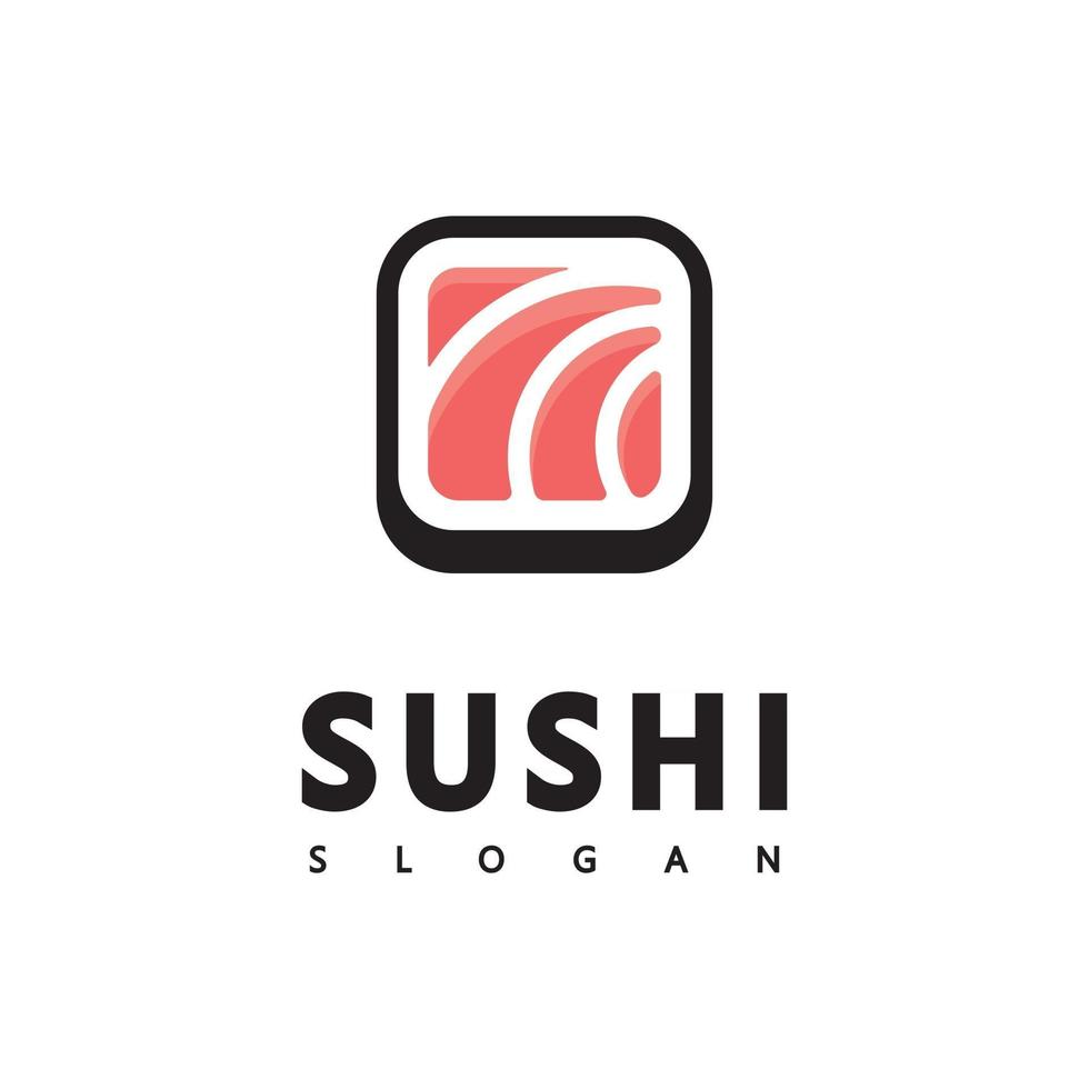 barra o tienda de la ilustración del estilo del icono del logotipo, sushi, rollo de salmón onigiri vector