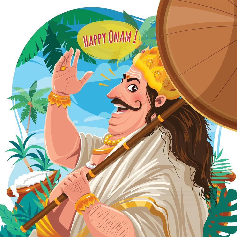 feliz concepto onam con carácter mahabali vector