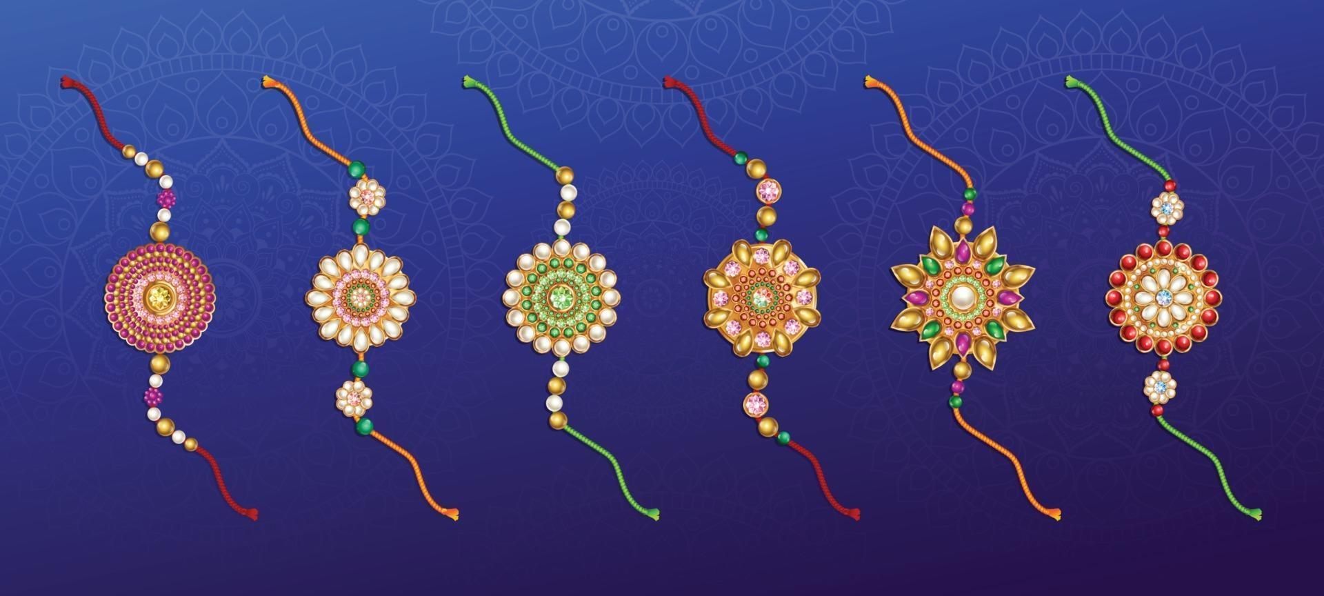 Collection of Rakhi to Celebrate Raksha Bandhan vector