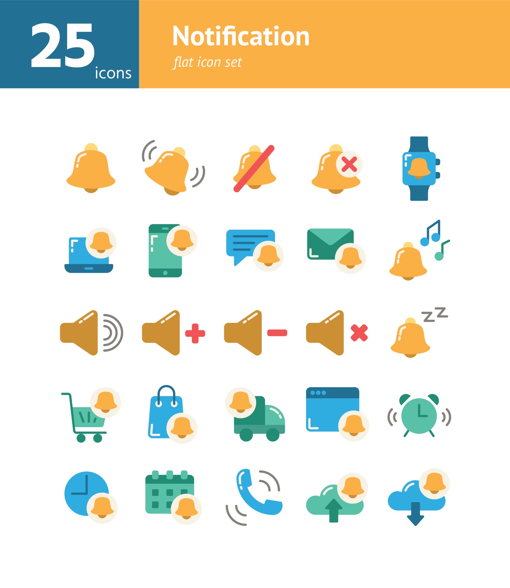 Notification flat icon set. 3020075 Vector Art at Vecteezy