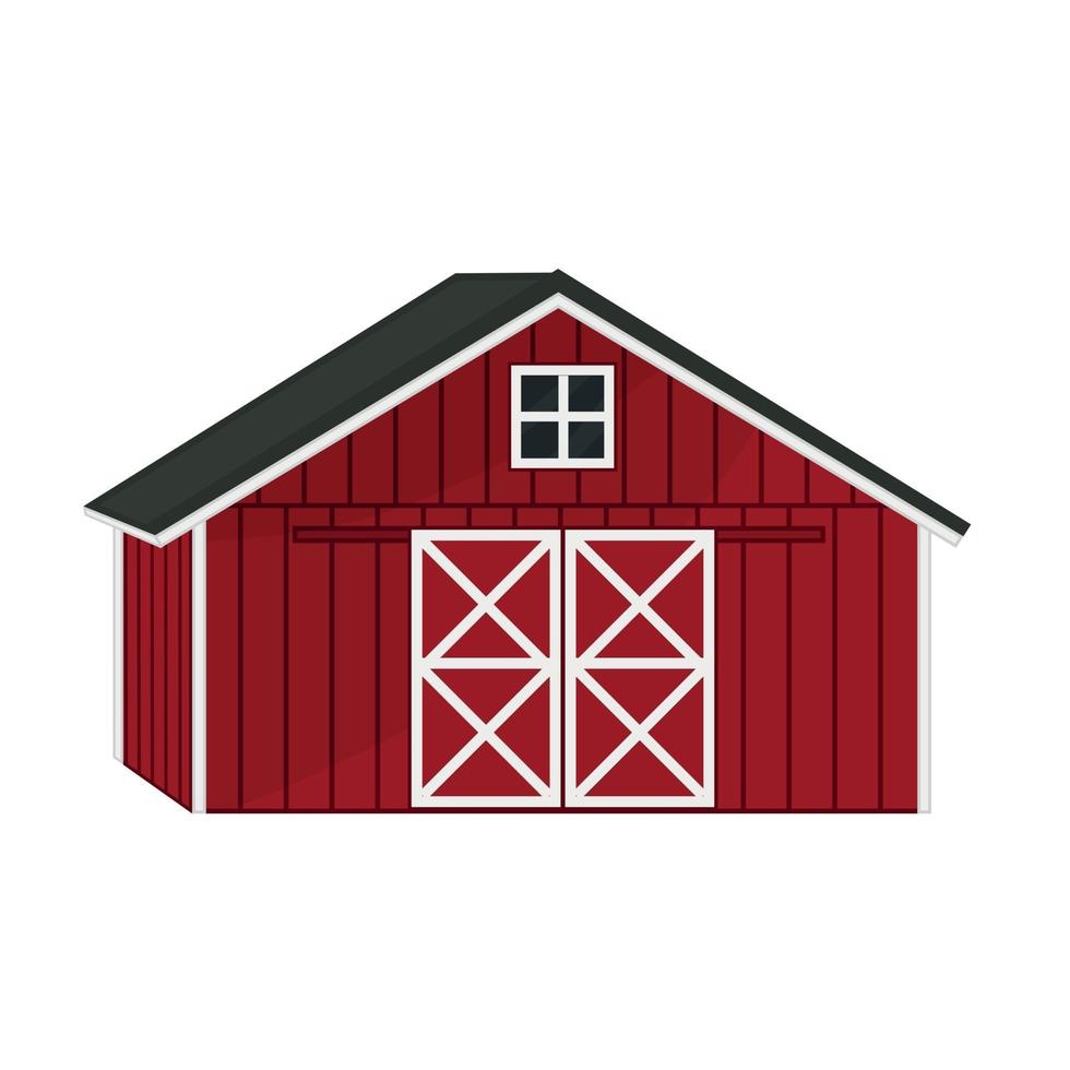 vector doodle dibujos animados sola casa de granero de madera roja