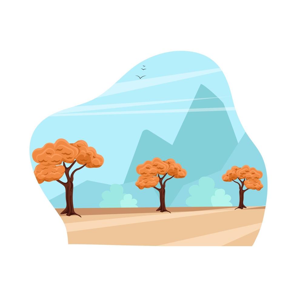 paisaje otoñal de las montañas árboles e ilustración de la naturaleza vector