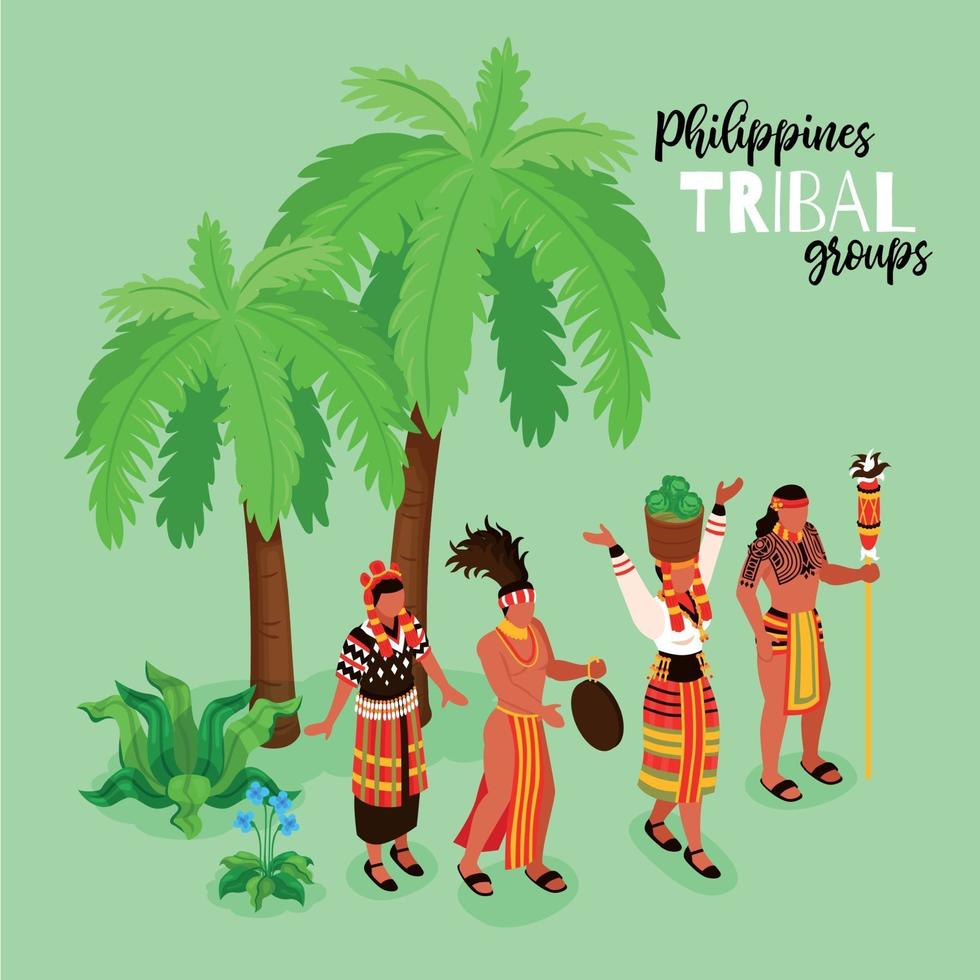 Phillipine Tribal Groups Poster Vector Illustration