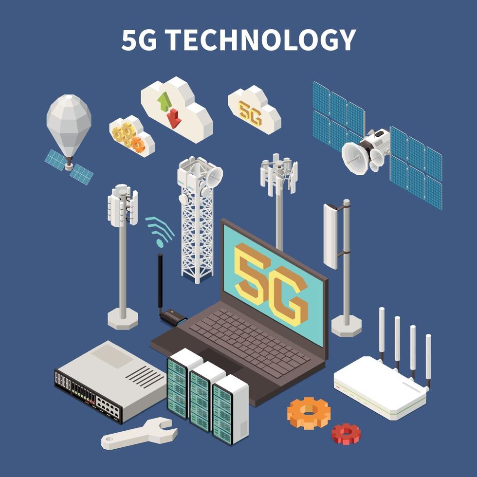 Internet Isometric Composition Vector Illustration