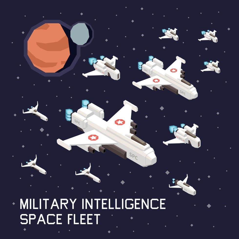 Space Ship Isometric Composition Vector Illustration