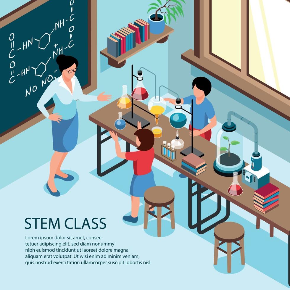 STEM School Classroom Background Vector Illustration