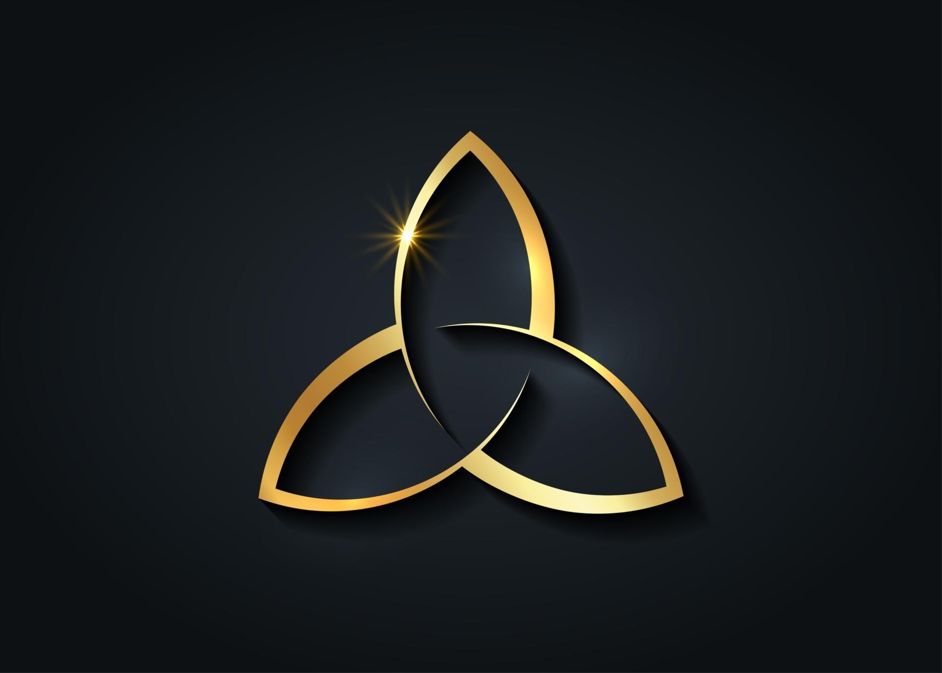 Triquetra gold logo, Trinity Knot, Pagan Celtic symbol 3020239 Vector