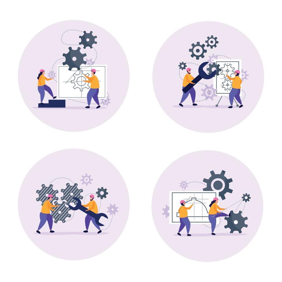 Engineering Concept Icons Set Vector Illustration