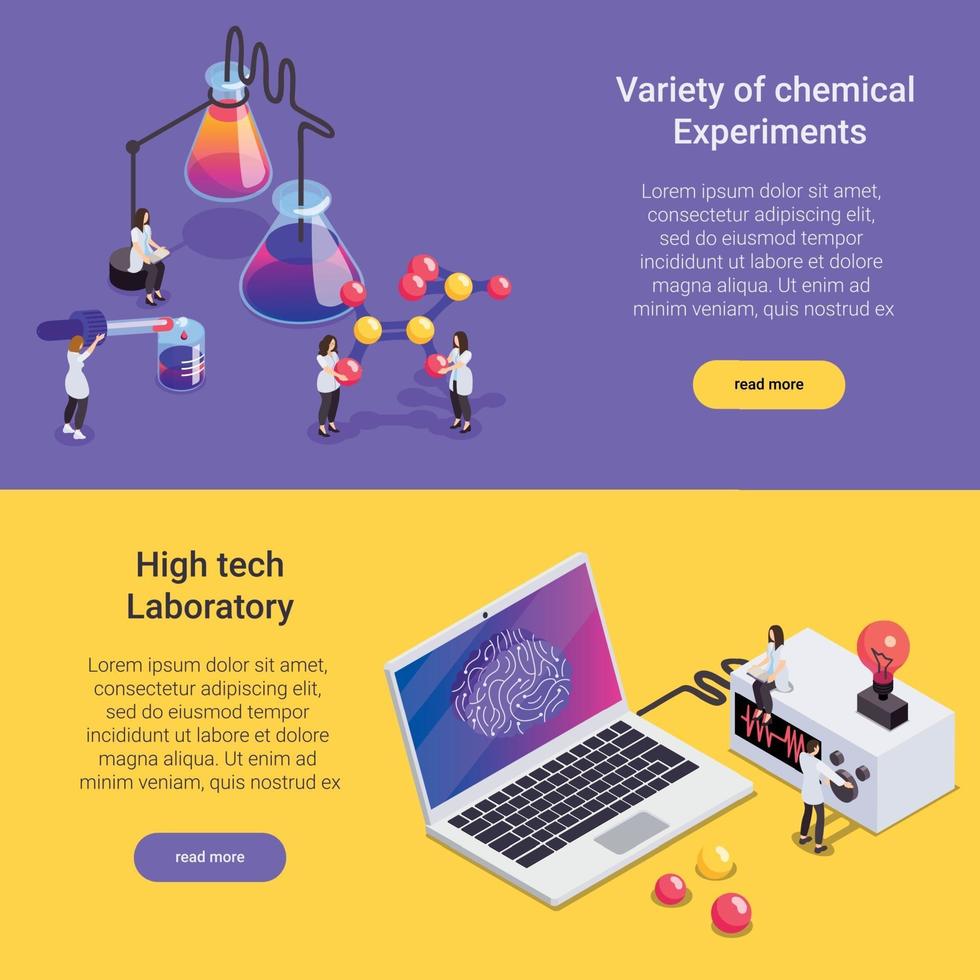 Science Horizontal Banners Set Vector Illustration