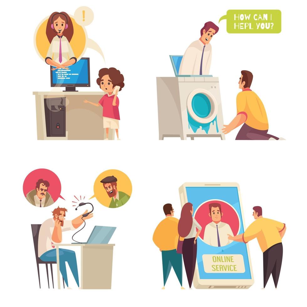 Call Center Concept Compositions Vector Illustration