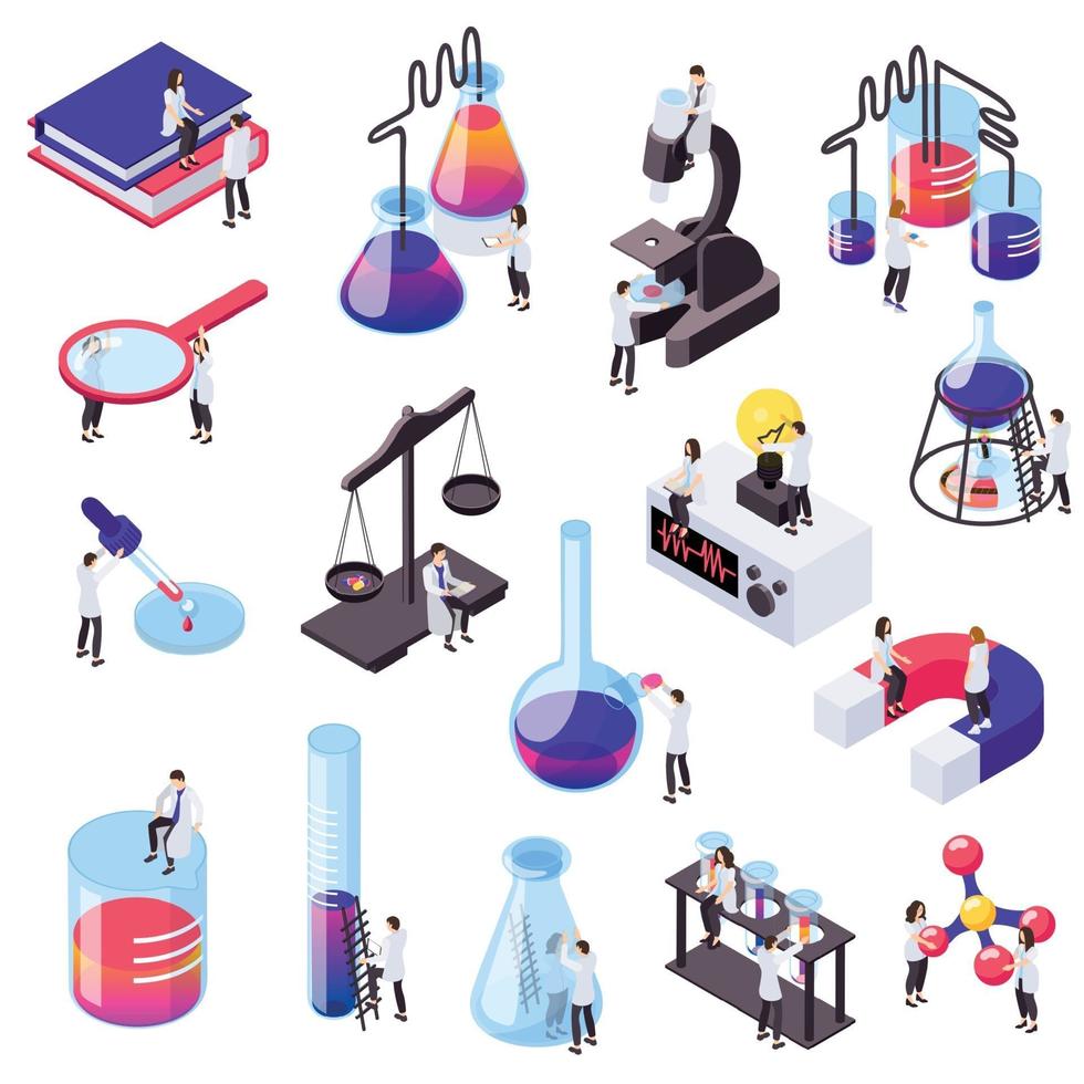 Science Isometric Set Vector Illustration